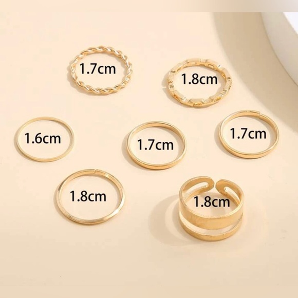 ✿ 7PC Minimalist Hollow Gold Ring Bundle Set - Picture 4 of 4